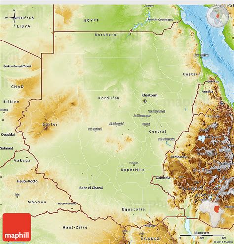 Physical Map Of Sudan Ezilon Maps Gambaran