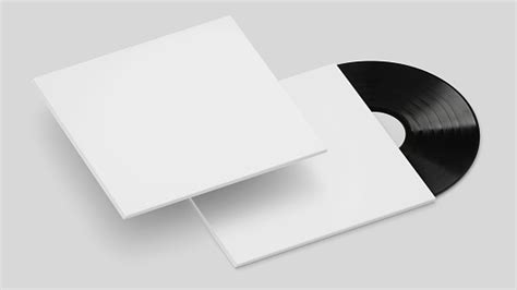 White Vinyl Record Mockup Blank Record Album With Disk 3d Rendering