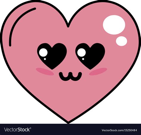 Kawaii Cute Heart In Love Royalty Free Vector Image