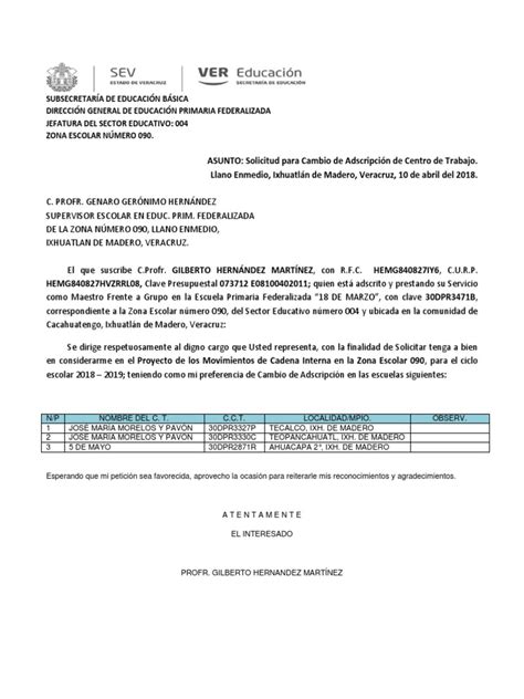 Solicitud Cambio Ct 2018 Z 090 Pdf Aprendizaje Educación Avanzada