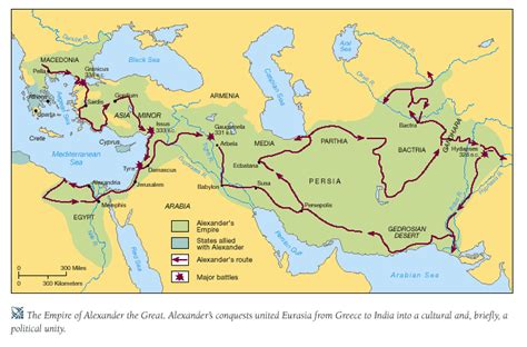 Map Depicting The Empire Of Alexander The Great