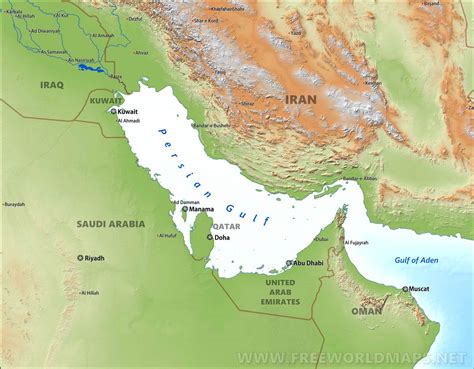 Persian Gulf On A World Map Tourist Map Of English
