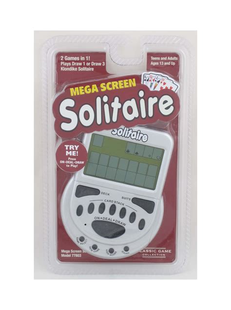 Mega Screen Klondike Solitaire Electronic Handheld Travel Game Draw 1