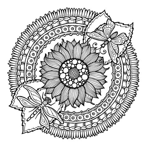 Sunflower Mandala Coloring Page Beautiful Nails