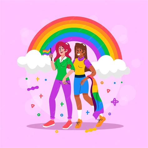 premium vector hand drawn pride month lesbians illustration