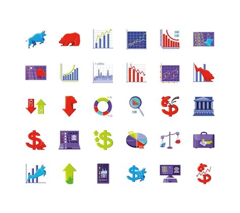 Premium Vector Set Of Icons Stock Market