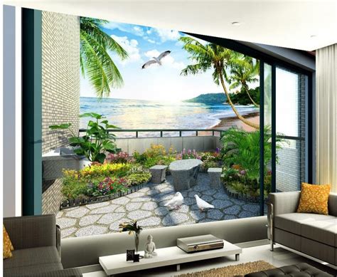 Buy Custom 3d Wallpaper Balcony Garden