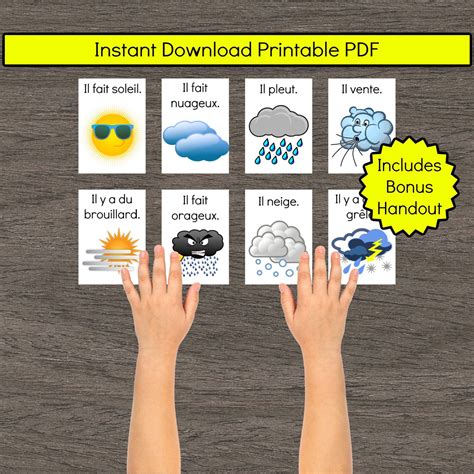 Météo French Weather Flashcards Teaching Printable Resources Etsy