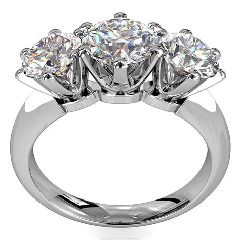 Round Brilliant Cut Diamond Trilogy Engagement Ring Stones 6 Claw Set