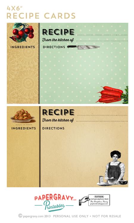 Check spelling or type a new query. Printable Vintage Recipe Cards - The Graphics Fairy