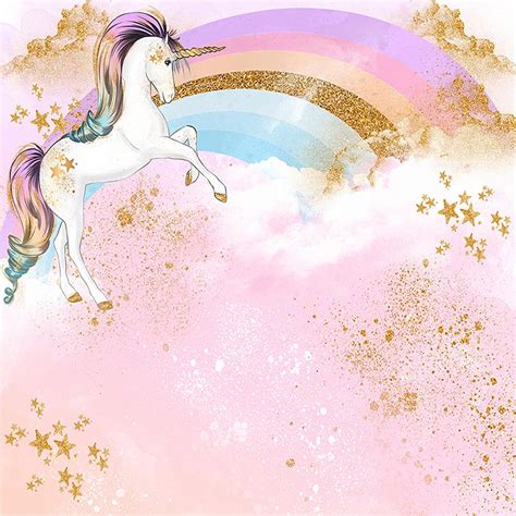 Unicorn Party Rainbow Star Gold Bling Bling Photo Comic Art