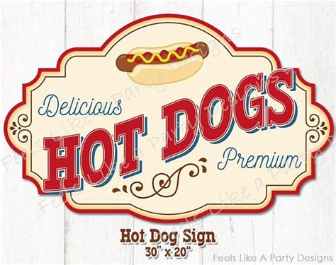 Hot Dog Sign Diy Instant Download Carnival Sign Hot Dog Etsy Fete