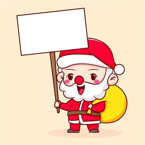 Cute Santa Claus Chibi Cartoon Character Hand Drawn Style Illustration