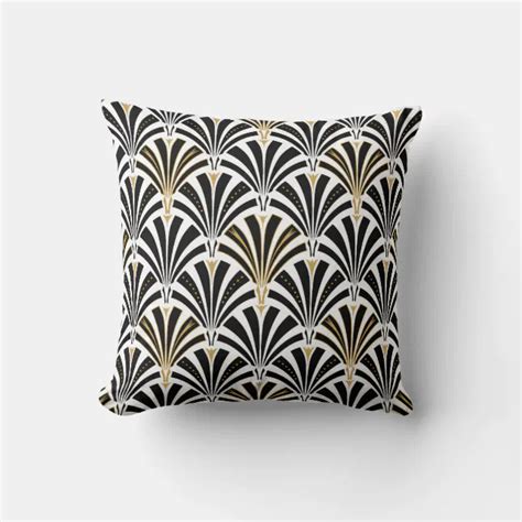 Art Deco Fan Pattern Black And White Cushion Zazzle