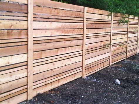 Cedar Fence With Horizontal Boards For Fence Along Driveway Only Half