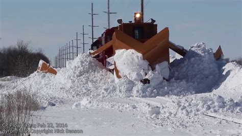 Snowplow Train Clearing Drift With Jordan Spreader In Byron Mn Youtube