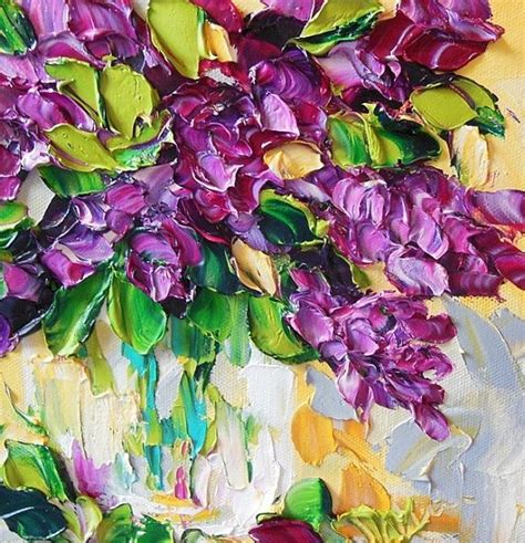 Still Life Purple Lilacs Impasto Oil Painting On Canvas Painting