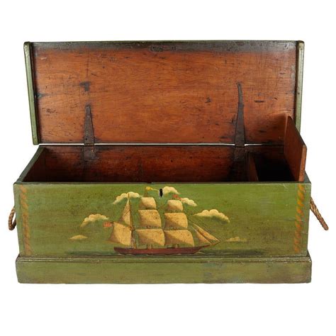 Decorated Nautical Sea Chest With Clipper Ship At 1stdibs Sea Chest