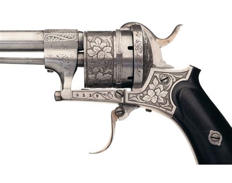 Cased Engraved European Pinfire Revolver