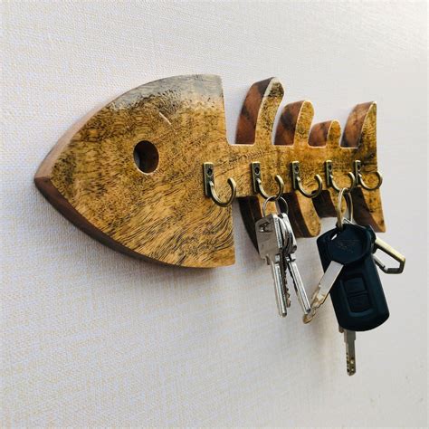 Unique Wooden Key Holder For Wall Decoration With 6 Solid Hook Etsy