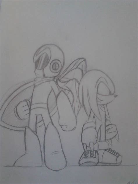 Knuckles The Echidna And Proto Man By Solarsonic21 On Deviantart
