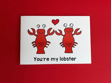 A Card With Two Lobsters On It That Says Youre My Lobster
