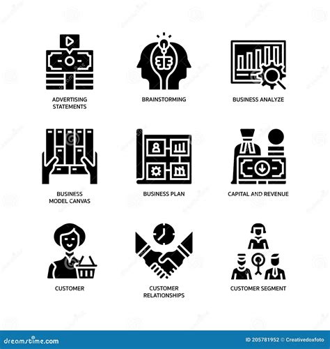 Business Model Canvas Icons Set Stock Vector Illustration Of Customer
