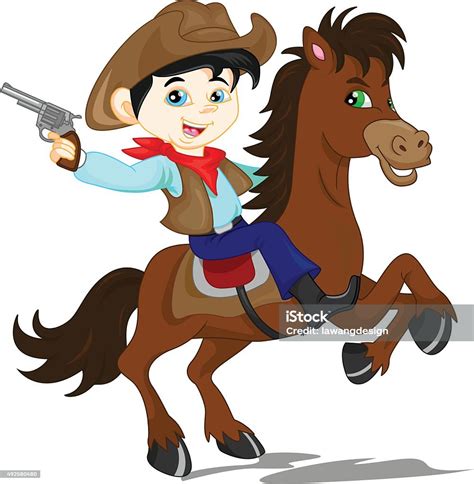 Cute Cowboy Kid Cartoon Stock Illustration Download Image Now Istock
