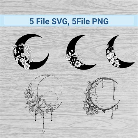 Moon Flowers Svg File Floral Moon Svg Dreams Svg Moon With Flowers