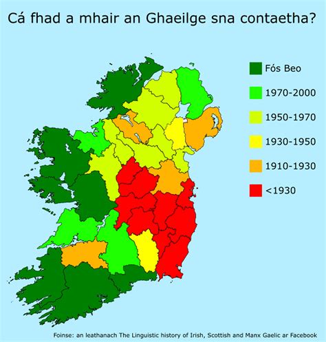 How Long The Irish Gaeilge Language Survived In Irish Counties