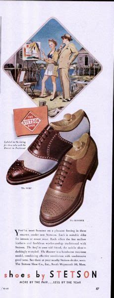 Vintage Ad Featuring The Famous Stetson Shoes For Men Ad Shows 2 Pairs
