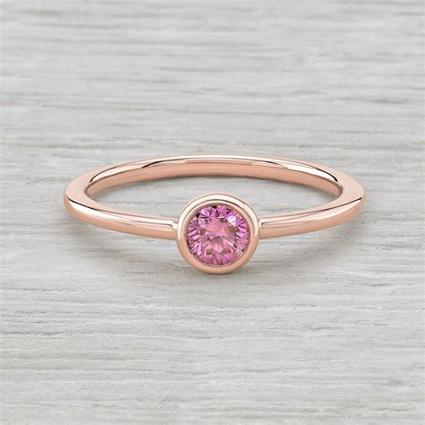 Pink Diamond Bezel Set Ring In 14k Rose Gold Only 875