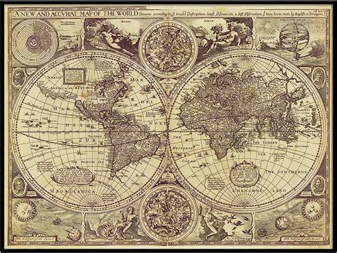 Large Parchment Map With Countries Rustic World Map Print Vintage World