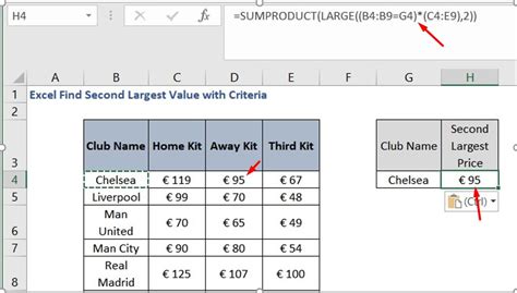 How To Find Second Largest Value In Excel Look For Unknow