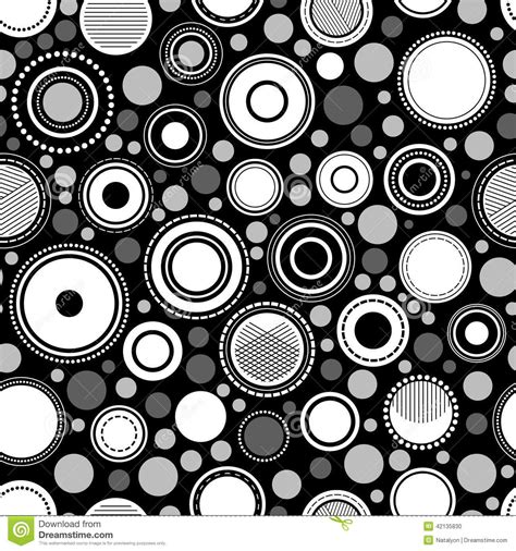 Black And White Abstract Geometric Circles Seamless Pattern Vector