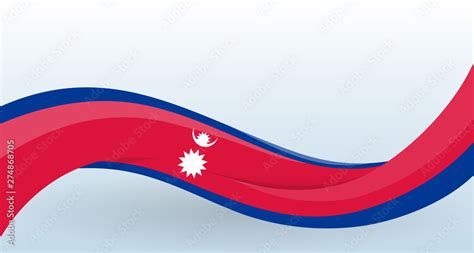 Nepal Waving National Flag Modern Unusual Shape Design Template For Decoration Of Flyer And