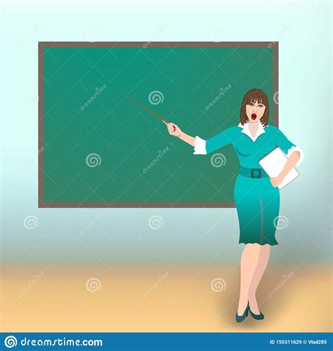 Teacher In Front Of Chalkboard With Copy Space For Your Text Stock Vector Illustration Of