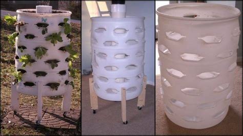 Plastic 55 Gallon Barrel Gardening Vertical Tower Diy