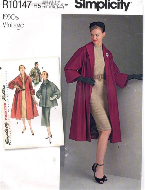 Simplicity Pattern 8509 R10147 Retro 1950s Vintage Swing Coats And