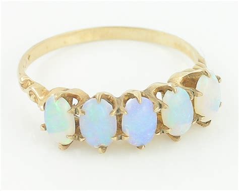 Antique 10k Opal Wedding Band Yellow Gold Five Stone Opal Etsy Opal Wedding Band Opal Band