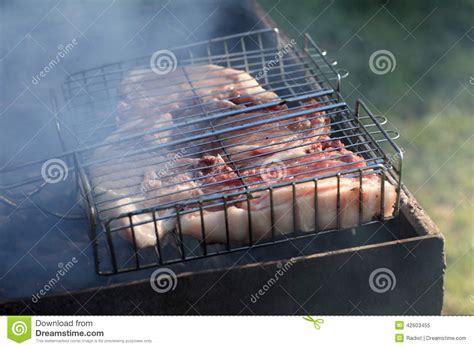 Cooking Of Pork Chops Stock Image Image Of Barbecue 42603455