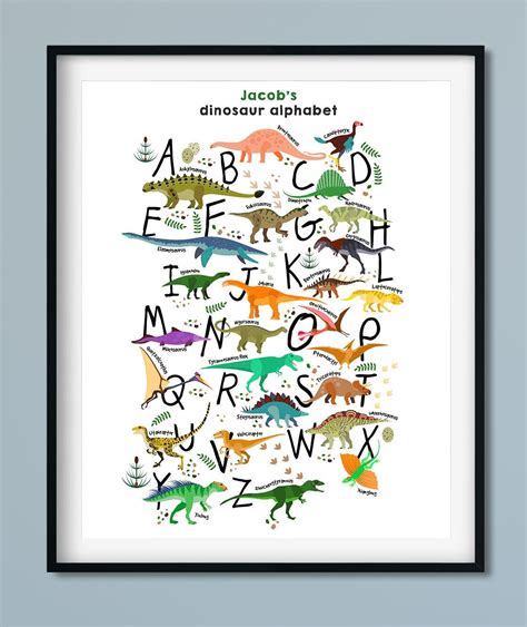 Personalized Dinosaur Alphabet Print Perfect For A Dinosaur Etsy Uk
