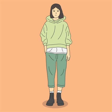 ilustración de un personaje de dibujos animados lindo de una mujer de