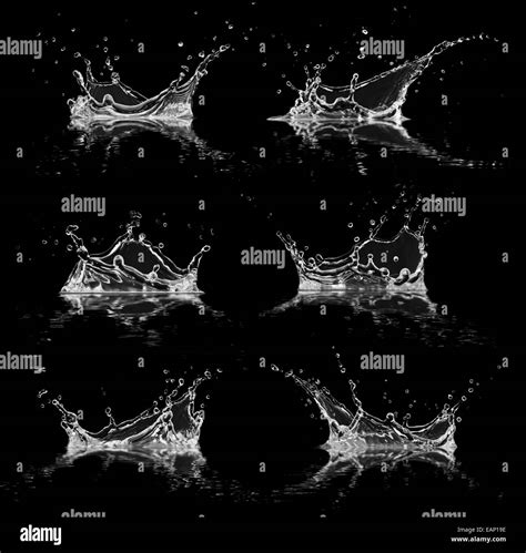 Water Splashes Collection Isolated On Black Background Stock Photo Alamy