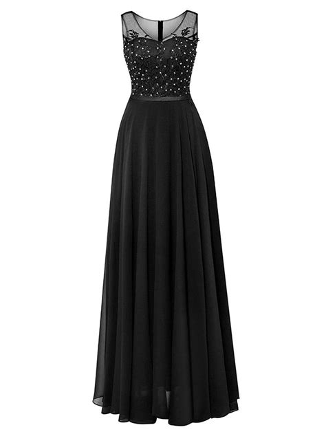 tanpell women s a line appliques beaded lace long evening dress chiffon formal gown evening