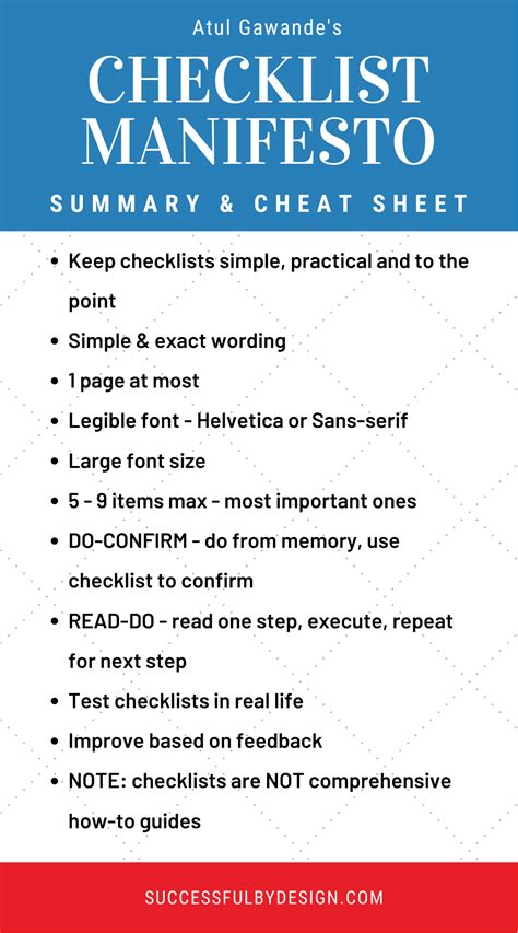 Checklist Manifesto Summary And Cheat Sheet Book Summaries Manifesto