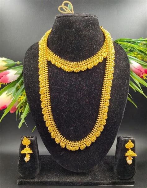 Valuable Garish Golden Gold Plated Necklace Set On Fashionkida