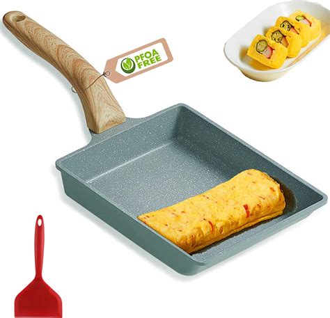 Tamagoyaki Poêle à omelette japonaise carrée avec spatule en silicone