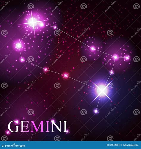 Gemini Zodiac Sign Of The Beautiful Bright Stars Stock Vector
