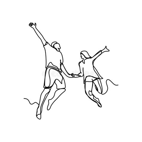Continuous Line Drawing Of Romantic Teenager Or Happy Young Couple